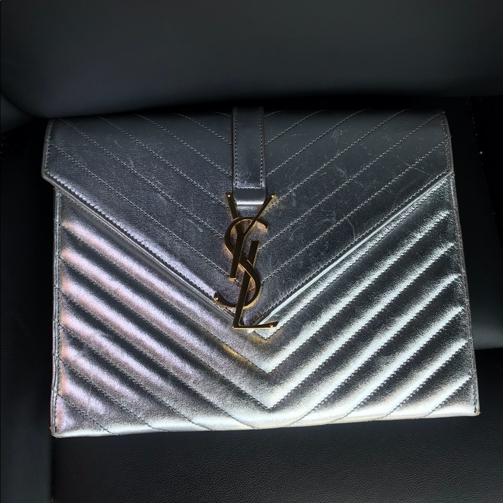 “SOLD” YSL Envelope Chain Bag Gold & Silver